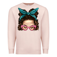 Pale Pink Messy Bun Mom With Leopard Bandana Premium Sweatshirt - BundleAndBundleShop