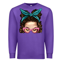 Purple Messy Bun Mom With Leopard Bandana Premium Sweatshirt - BundleAndBundleShop