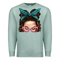 Seafoam Messy Bun Mom With Leopard Bandana Premium Sweatshirt - BundleAndBundleShop