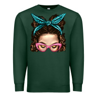Sports Green Messy Bun Mom With Leopard Bandana Premium Sweatshirt - BundleAndBundleShop