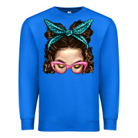 True Royal Messy Bun Mom With Leopard Bandana Premium Sweatshirt - BundleAndBundleShop