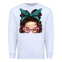 White Messy Bun Mom With Leopard Bandana Premium Sweatshirt - BundleAndBundleShop