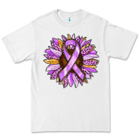 White Cancer Awareness Sunflower Premium Tee - RanaPortraitStore