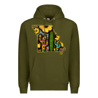 Army Green Western Missouri Map Sunflower And Cactus Pattern Premium Hoodie - Bettercallsaul