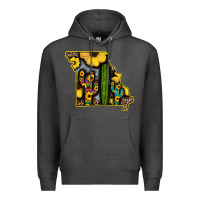 Charcoal Heather Western Missouri Map Sunflower And Cactus Pattern Premium Hoodie - Bettercallsaul