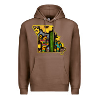 Chestnut Western Missouri Map Sunflower And Cactus Pattern Premium Hoodie - Bettercallsaul