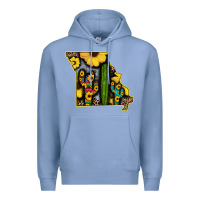 Colony Blue Western Missouri Map Sunflower And Cactus Pattern Premium Hoodie - Bettercallsaul
