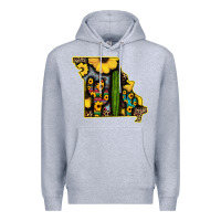 Heather Grey Western Missouri Map Sunflower And Cactus Pattern Premium Hoodie - Bettercallsaul