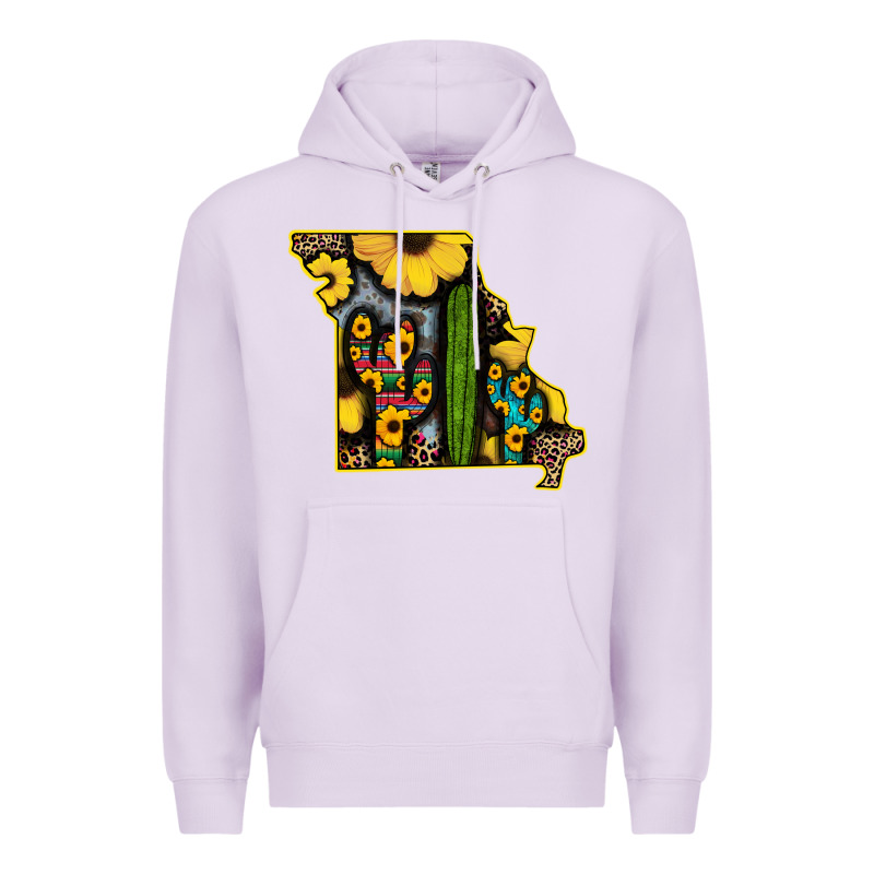 Western Missouri Map Sunflower And Cactus Pattern Premium Hoodie by Bettercallsaul | Teevron