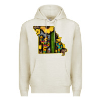 Oatmeal Heather Western Missouri Map Sunflower And Cactus Pattern Premium Hoodie - Bettercallsaul