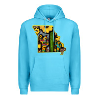 Ocean Blue Western Missouri Map Sunflower And Cactus Pattern Premium Hoodie - Bettercallsaul