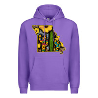 Purple Western Missouri Map Sunflower And Cactus Pattern Premium Hoodie - Bettercallsaul