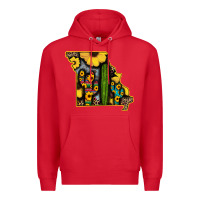 Red Western Missouri Map Sunflower And Cactus Pattern Premium Hoodie - Bettercallsaul