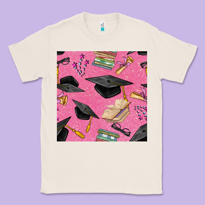 Pink Glitter Graduation Seamless Pattern Classic Tee Designed By Bundleandbundleshop