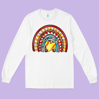 Softball Rainbow Long Sleeve Tee Designed By Artiststas