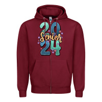 Burgundy senior 2024 Zipper Hoodie - MaliasSmallBusiness