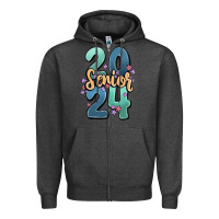 Charcoal Heather senior 2024 Zipper Hoodie - MaliasSmallBusiness