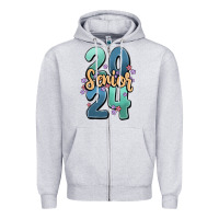 Heather Grey senior 2024 Zipper Hoodie - MaliasSmallBusiness