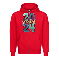 Red senior 2024 Zipper Hoodie - MaliasSmallBusiness
