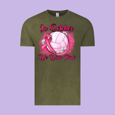 In October We Wear Pink Breast Cancer Valleybal Vintage Tee Designed By Jahusdesignshop