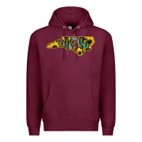 Burgundy Western North Carolina Map Sunflower Premium Hoodie - Bettercallsaul