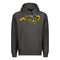 Charcoal Heather Western North Carolina Map Sunflower Premium Hoodie - Bettercallsaul