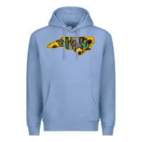 Colony Blue Western North Carolina Map Sunflower Premium Hoodie - Bettercallsaul