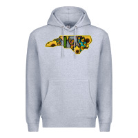 Heather Grey Western North Carolina Map Sunflower Premium Hoodie - Bettercallsaul