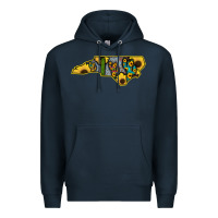 Navy Western North Carolina Map Sunflower Premium Hoodie - Bettercallsaul