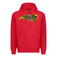 Red Western North Carolina Map Sunflower Premium Hoodie - Bettercallsaul