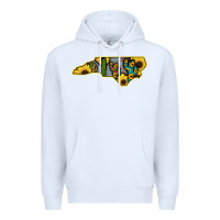 White Western North Carolina Map Sunflower Premium Hoodie - Bettercallsaul