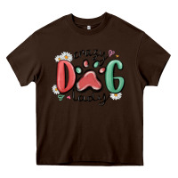 Chocolate Brown crazy dog lady Heavy Core Tee - MaliasSmallBusiness