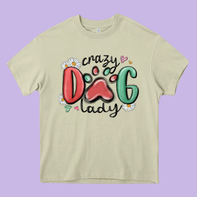Crazy Dog Lady Heavy Core Tee Designed By Maliassmallbusiness
