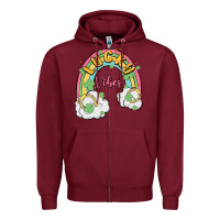 Burgundy lucky vibes Zipper Hoodie - MaliasSmallBusiness