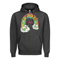 Charcoal Heather lucky vibes Zipper Hoodie - MaliasSmallBusiness