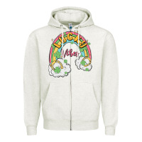 Oatmeal Heather lucky vibes Zipper Hoodie - MaliasSmallBusiness