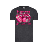 Vintage Black in october we wear pink cheer with football breast Vintage Tee - JahusDesignShop