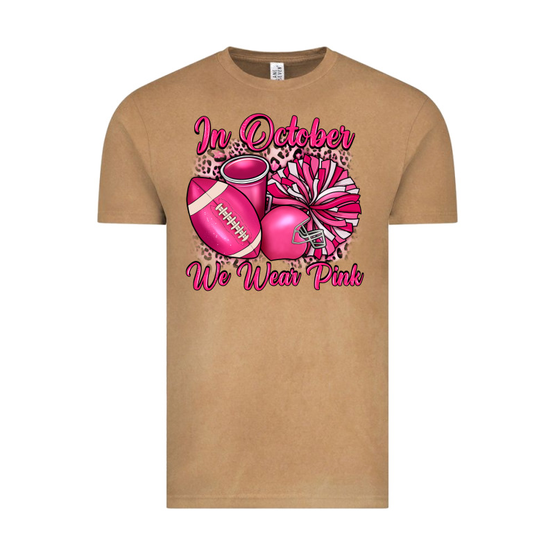 In October We Wear Pink Cheer With Football Breast Vintage Tee by JahusDesignShop | Teevron