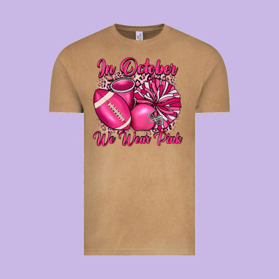 In October We Wear Pink Cheer With Football Breast Vintage Tee Designed By Jahusdesignshop