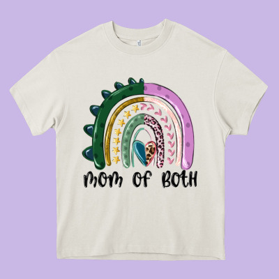 Mom Of Both Rainbow Heavy Core Tee Designed By Maliassmallbusiness