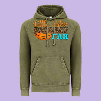 Little Sister Biggest Fan Vintage Hoodie Designed By Hra Design Shop