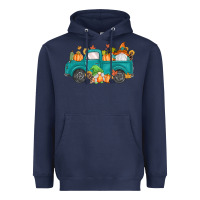 Navy fall gnomes truck Heavyweight Hoodie - MaliasSmallBusiness