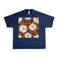 Navy valentines day daisy and leopard seamless pattern Urban Heavy Tee - BundleAndBundleShop