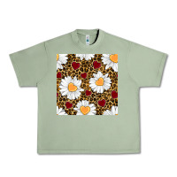 Oil Green valentines day daisy and leopard seamless pattern Urban Heavy Tee - BundleAndBundleShop
