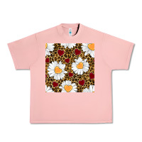 Salmon valentines day daisy and leopard seamless pattern Urban Heavy Tee - BundleAndBundleShop
