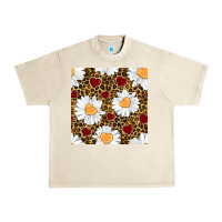 Sandshell valentines day daisy and leopard seamless pattern Urban Heavy Tee - BundleAndBundleShop