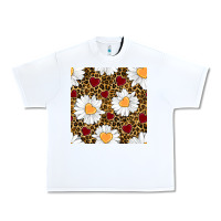 White valentines day daisy and leopard seamless pattern Urban Heavy Tee - BundleAndBundleShop