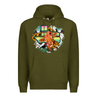 Army Green Western Texas Flag Cow Portrarit Premium Hoodie - Bettercallsaul