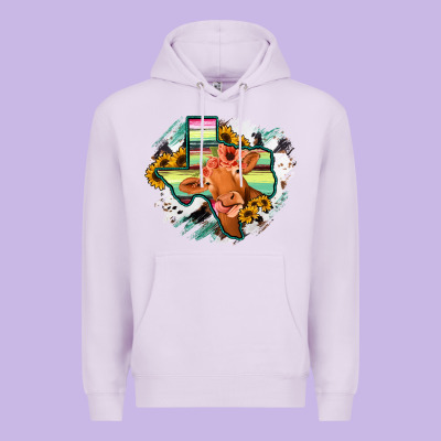 Western Texas Flag Cow Portrarit Premium Hoodie Designed By Bettercallsaul