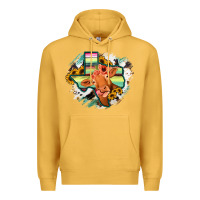 Mustard Western Texas Flag Cow Portrarit Premium Hoodie - Bettercallsaul